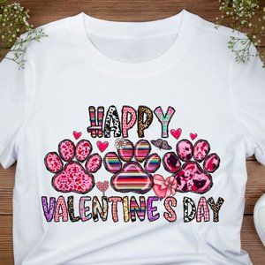 Happy Valentine's Day Paw Print T-Shirt